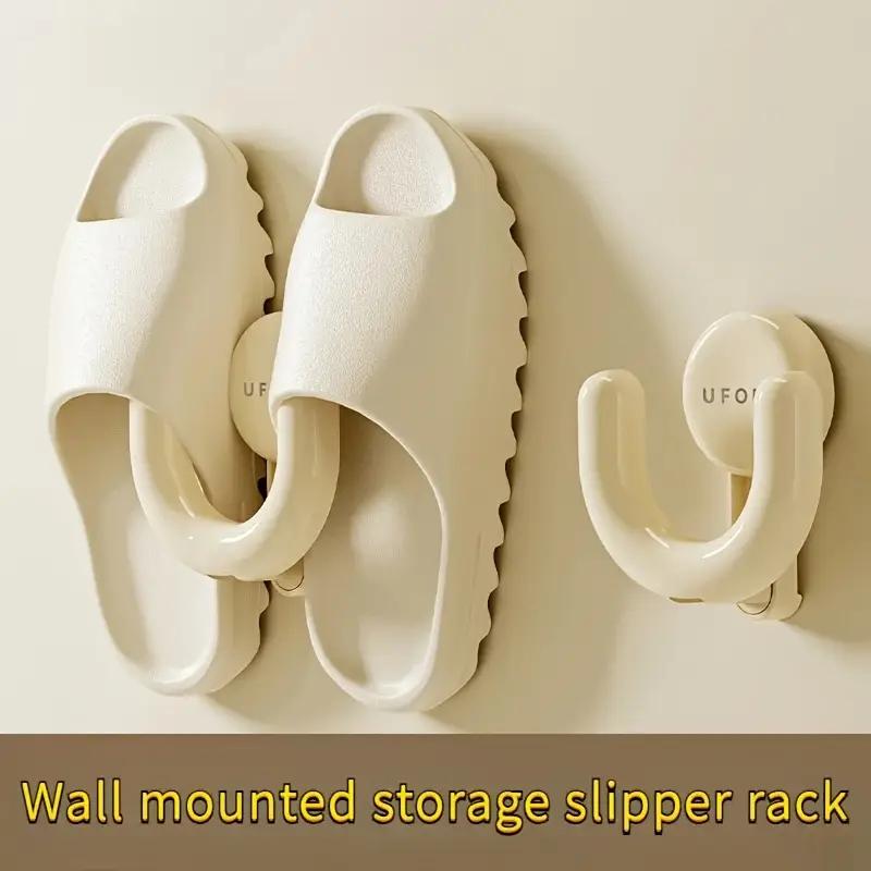 Suction Cup Slippers Rack Vacuum Press Strong Punch-free Hook Bathroom Door Suction Cup Sticky Hook Slippers Rack