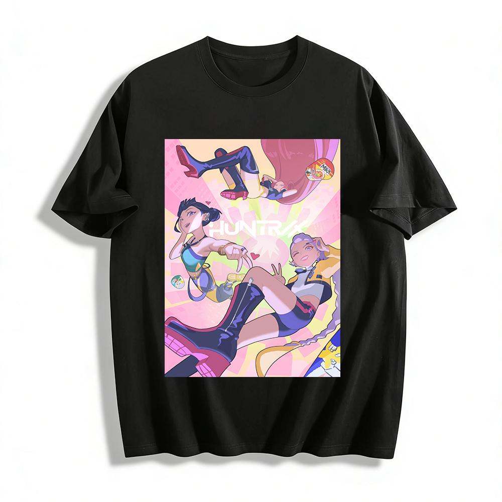 

Cool HUNTRIX Girl Group Anime Print Top Street Style Sweet Cool Girl Loose Casual T-Shirt Pure cotton T-shirt XXS