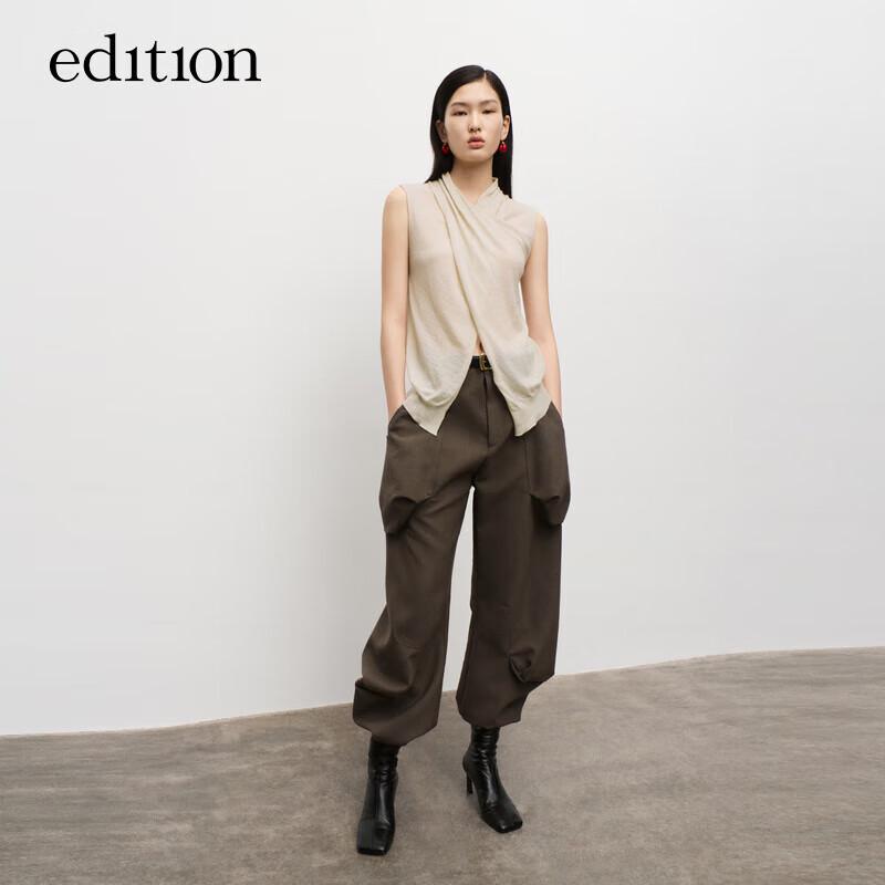 

Women s High-Waist Wool Blend Cargo Pants with Belt S 160