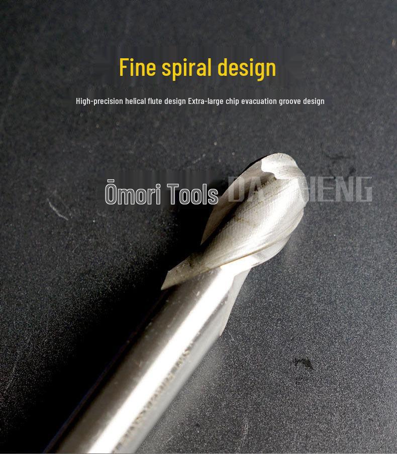 High-Speed Steel Ball Nose End Mill with 2 Flutes, R0.5 To R6 Keyway Cutter