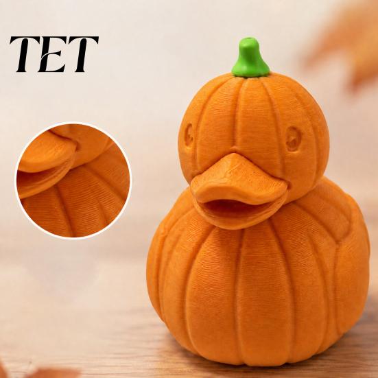 Orange Retro Heimdekoration Halloween Kürbis Ente Figur, 3D Gedruckte Niedliche Herbst Saisonale Raumdeko Statue, Herbst Erntedankfest Schreibtisch Ornament,