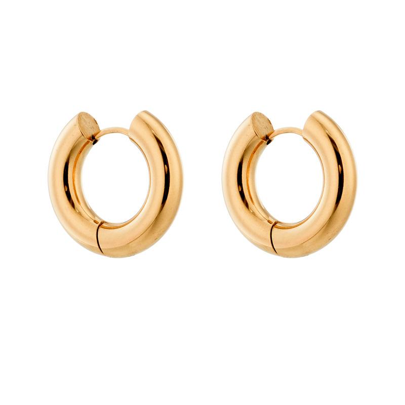 Titanium Steel Gold Chunky Twisted Hoop Earrings Non Fading Versatile Ear Cuff for Women