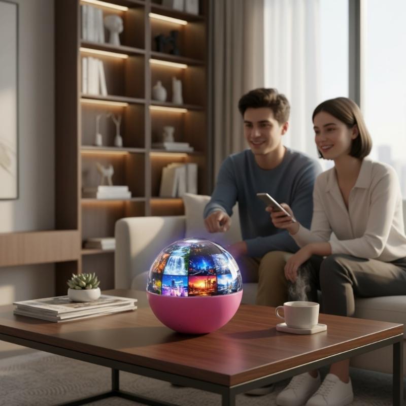 Memory Orb Ornament WiFi Crystal Ball Video Player,Memory Sphere with Electronic Screen Anniversary Christmas Gift
