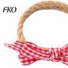 Hemp Rope Napkin Ring 6Pcs Rings, Jute with Plaid Bow,Handmade Tableware Holder for Cloth Rings Dinner Napkins, Wedding Banquet Christmas Thanksgiving