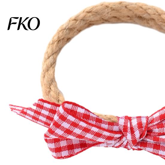 Hemp Rope Napkin Ring 6Pcs Rings, Jute with Plaid Bow,Handmade Tableware Holder for Cloth Rings Dinner Napkins, Wedding Banquet Christmas Thanksgiving