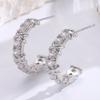 1 Pair Women Earrings C-Ring Shape Ear Buckle Design Stable Fit Cubic Zirconia Inlaid Earrings Jewelry Gift