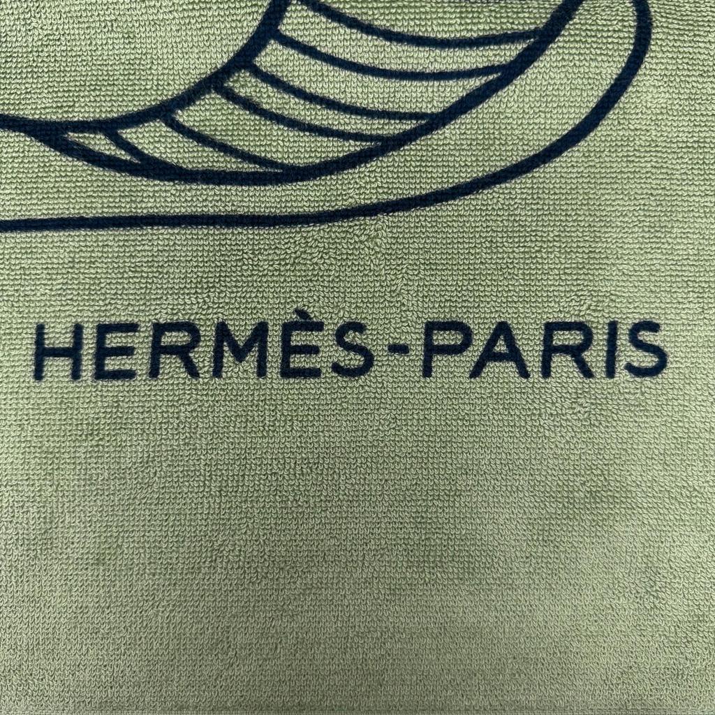 Pristine HERMES towel Yachting Plage Teresa green cotton Women Used