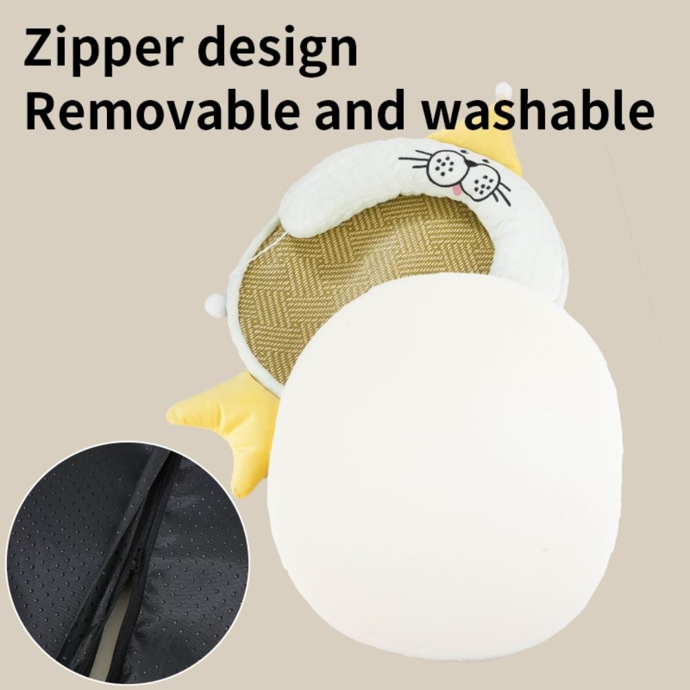 Pet Neck Pillow Cooling Bean Material Arc Design Removable Washable Cooling Mat Anti-Slip Wear Resistant Easy Clean