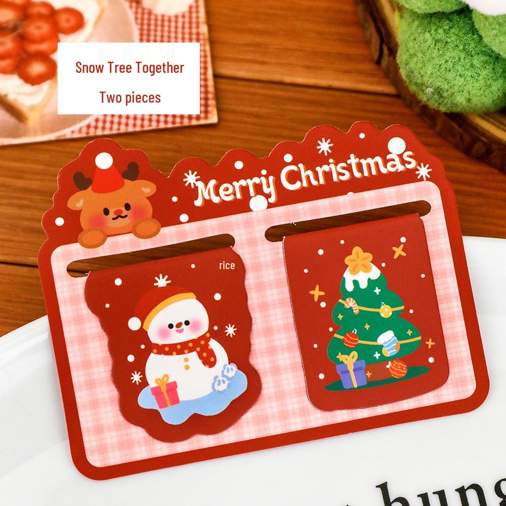 Christmas Student Magnetic Bookmark - Cute Irregular Double Page Holder | Holiday Stationery Gift