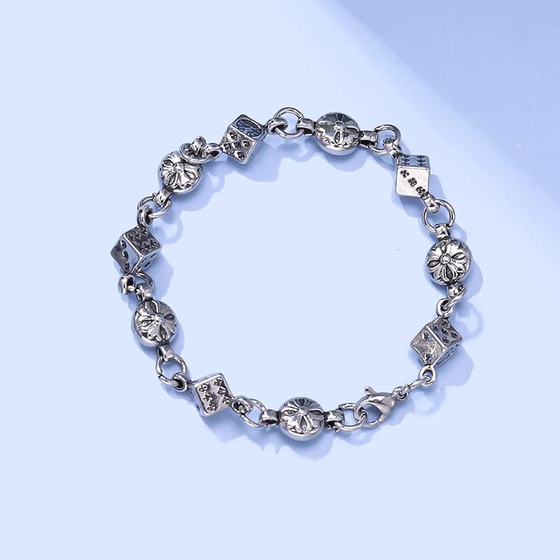 Trendy Small Square Beads Cross Stainless Steel Bracelet for Men and Women Clothing Accessory Punk Style Jewelry