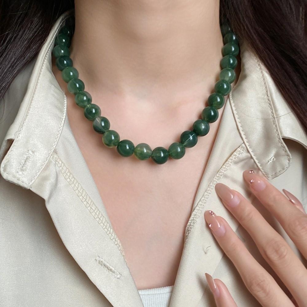 Smudging Round Beads Necklace Acrylic Collarbone Chain New Choker Necklace  Gifts