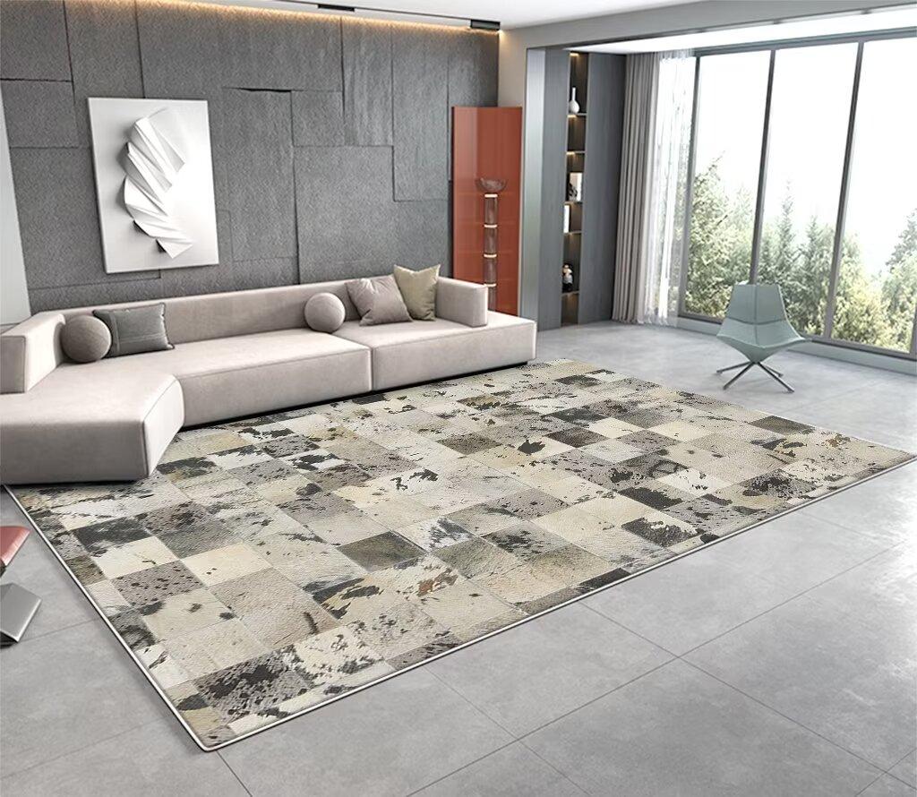 Modern Abstract Soft Fluffy Large Carpet Living Room Imitation Cowhide Decoration Rug for Bedroom Washable Non-slip Entrance Mat