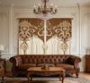 2PCS Digital Printed Curtains, Beige Brown Palace Damask Luxury Classic, Rod Pocket Window Drapes for Living Room Bedroom Decor