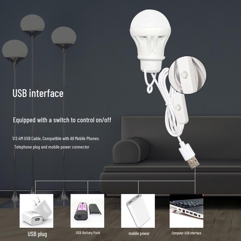 5V USB-Powered Low-Voltage LED Bulb for Power Banks and Outdoor Use