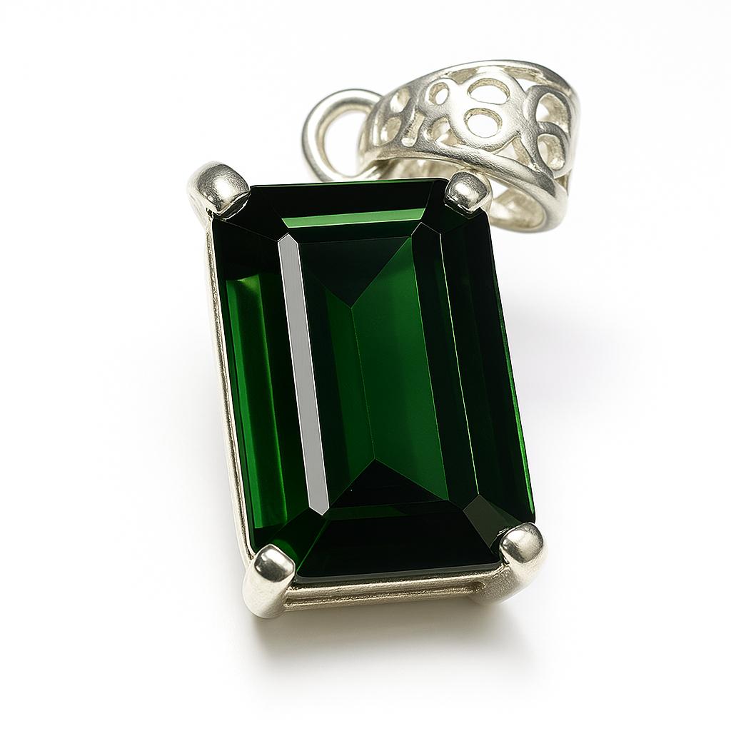A+ ZERTIFIZIERT 23 Karat Natürlicher Grüner Turmal 925 Sterling Silber Smaragd Anhänger AI-21-NS