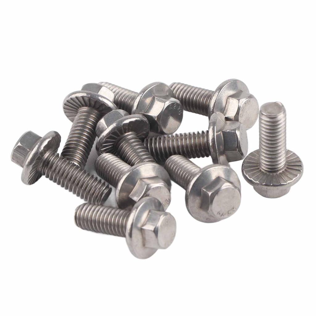 10pcs M6 Stainless Steel SS304 Hex Flange Screws   Washer Head  S Fastener
