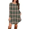 Women's Long-sleeved T-shirt Dress With Round Neck, Knee-length, Loose Fit, Casual And Pockets