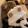New Bear Ear Plush Knitted Hat for Women In Winter Warm Face Showing Small Straps Ear Protection Lei Feng Hat Trend