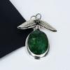 Emerald Gemstone Silver Pendant in 925 Sterling Silver- Handmade Design, Everyday Wear Jewelry, Unique Pendant Thanksgiving Gifts