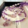 Vintage Romantic Natural Amethyst Freshwater Pearl Sweater Chain Necklace Clavicle Chain Pendant