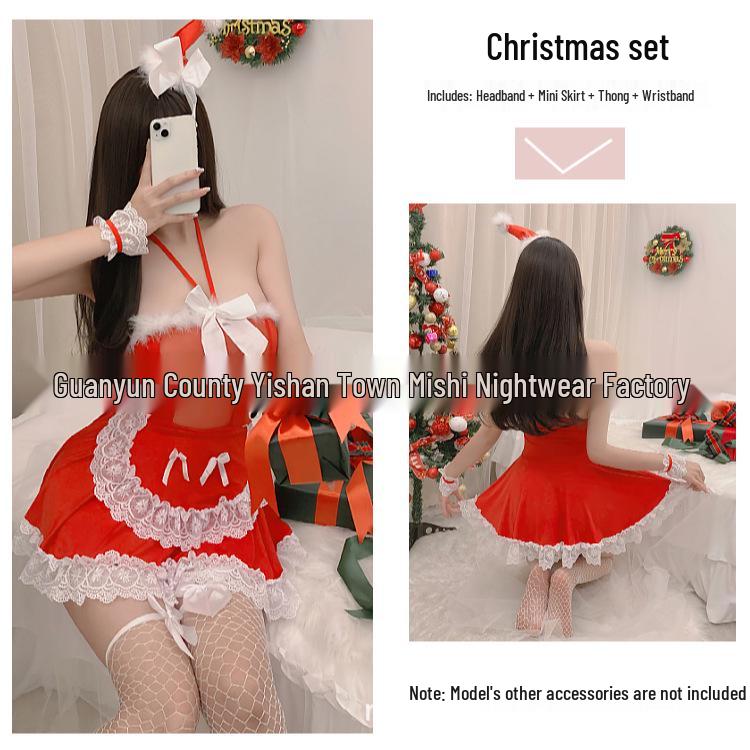 Passionate Temptation Lingerie: Sexy Maid Role Play Set for New Year & Christmas