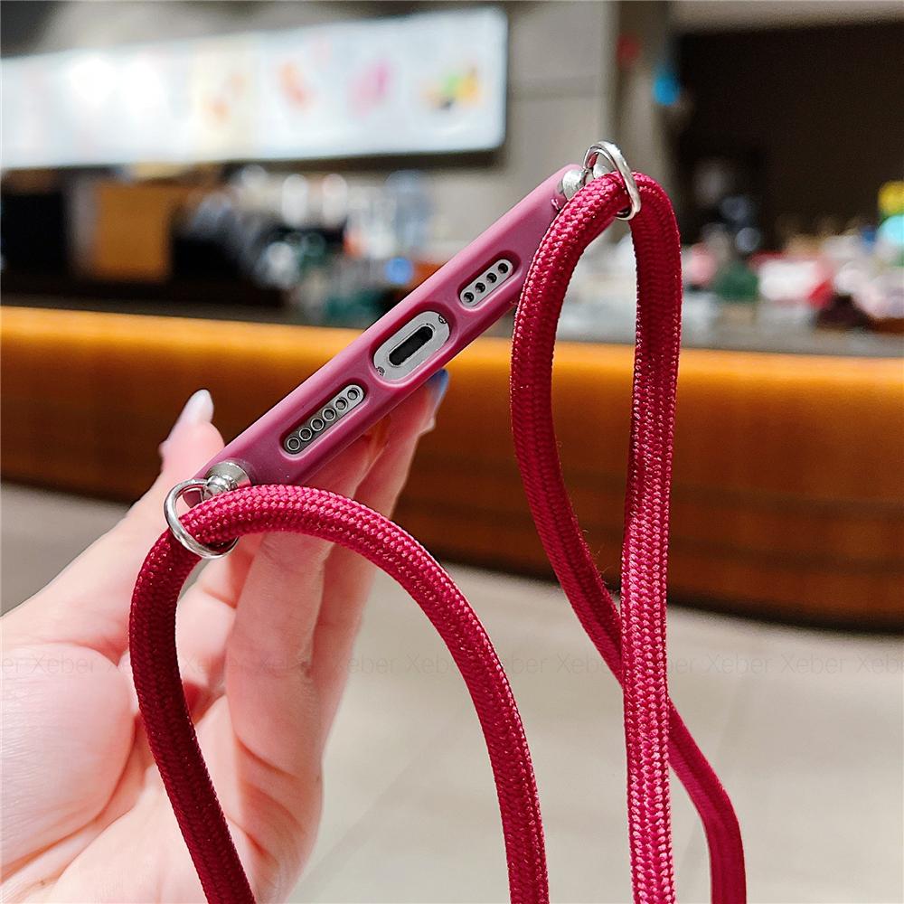 Crossbody Lanyard Cord Rope Necklace For Magsafe Magnetic Case For iPhone 17 16 15 11 12 13 14 Pro Max Matte Clear Charge Cover