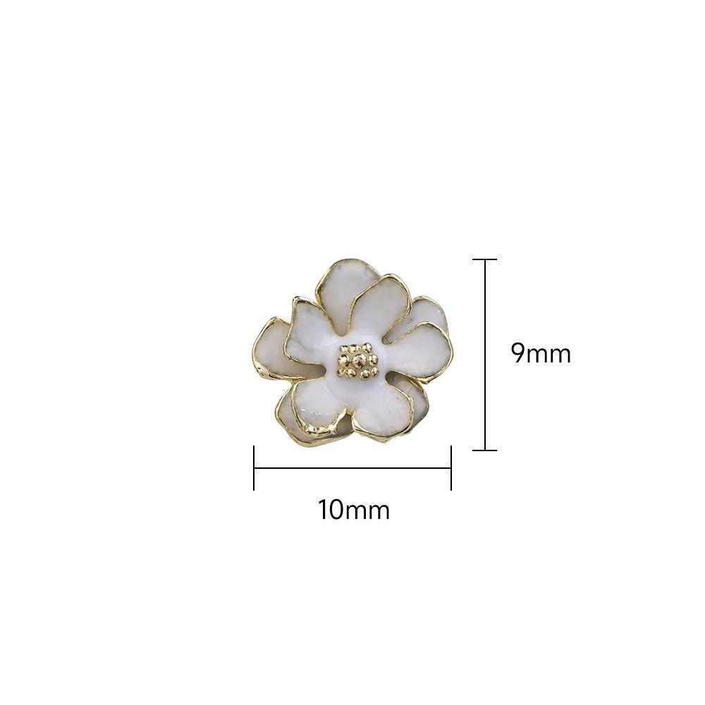 Double Layer Alloy Flower Nail Decoration With White Three-dimensional Filigree Gold Border Five Petal Light Luxury Versatile