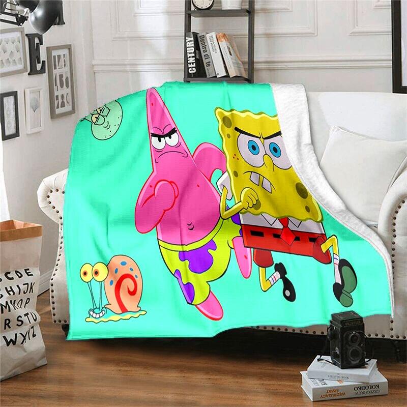 CartoonS-Spongebob Morbido Peluche Divano Letto Coperta da Lancio Cartoon Coperte da Picnic Moderna Coperta in Flanella Coperta Stampata Regalo