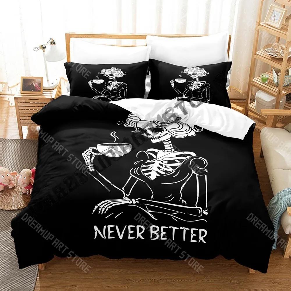 3D Print Never Better Skeleton Bedding Set Single Twin Full Queen King Size Bed Set Adult Bedroom Duvetcover Sets Anime Bed