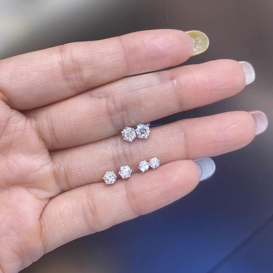 Kolczyki sztyfty z cyrkoniami ze srebra próby S925 pozłacane 14-karatowym złotem - koreański styl klasyczny