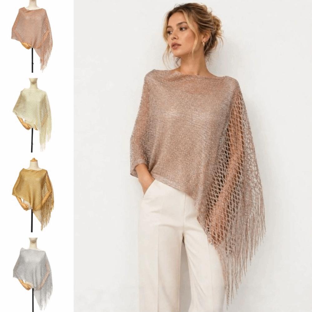 Solid Color Tassel Shawl Trendy Hollow Out Scarf Photo Props Evening Dresses Shawls Dinner Party