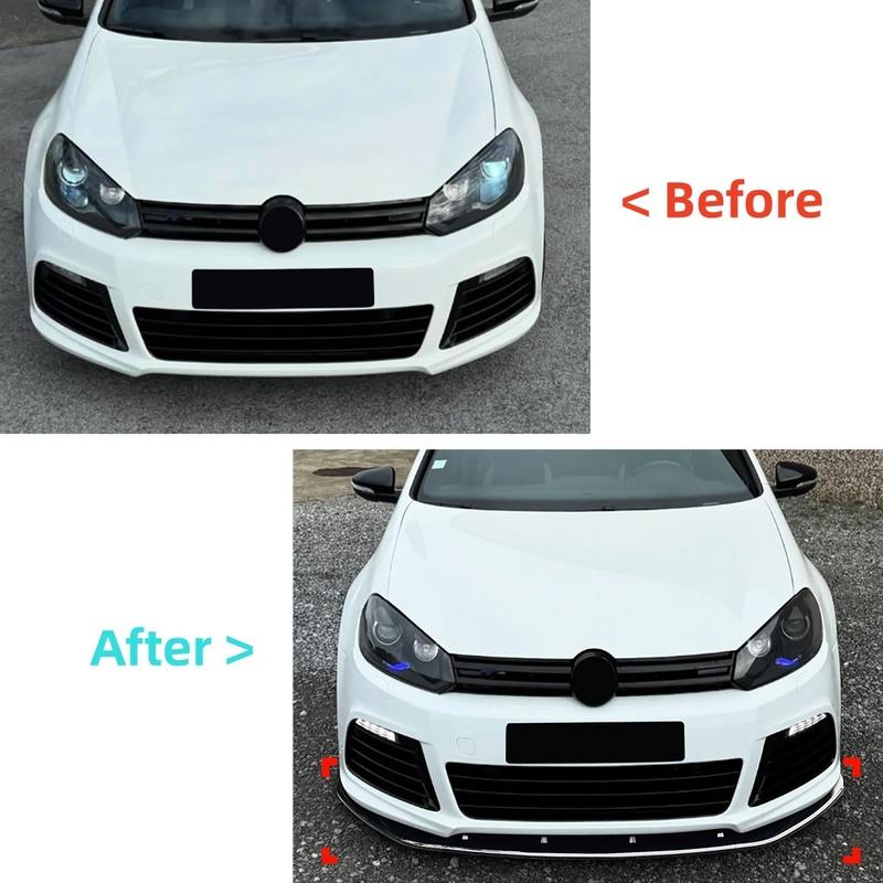 Front Bumper Lip Spoiler Diffuser Splitter Body Kits for Volkswagen VW Golf 6R Golf MK6 R 2008-2012 Modification Accessories