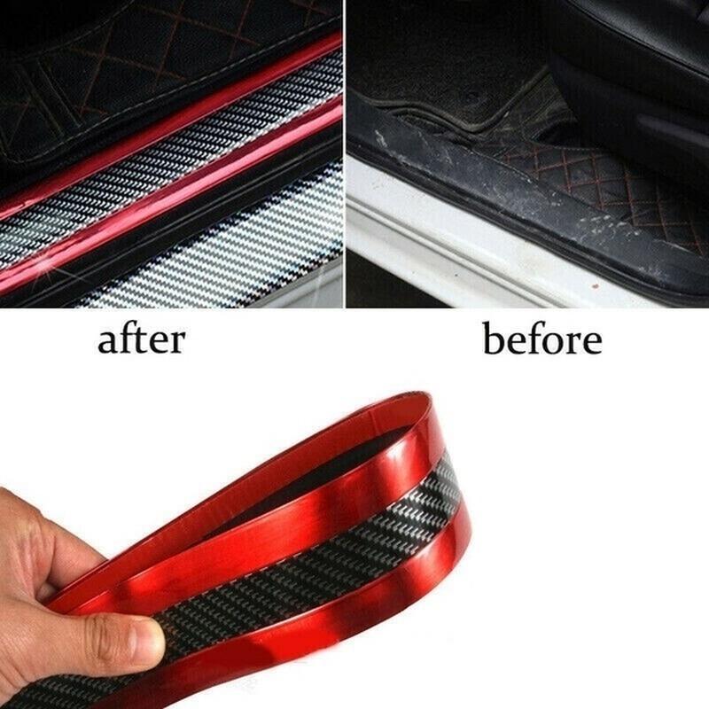 1Pcs Car Styling Door Sill Protector Carbon Fiber Moulding Strip Trim Front Bumper