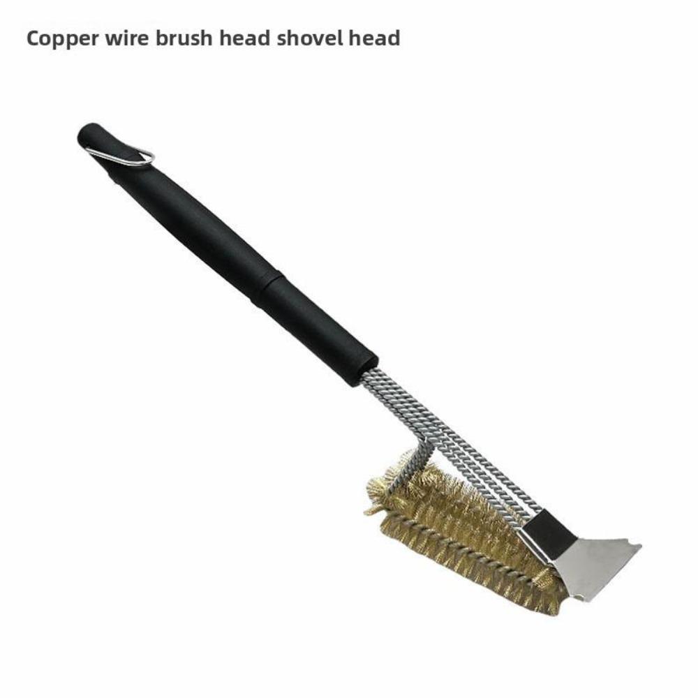 BBQ BBQ Brush Steel Wire Brush 18 Inch Three-layer Cleaning Brush Oven Cleaning Three-head Brush BBQ Tool Brush