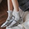 Princess Socks Women Cotton Knitted Breathable Black White Gray Low Tube Socks JK Sweet Girl Lolita Kawaii Cute Ruffle Socks Sox