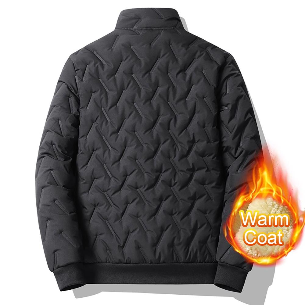 Men's Fleece Coat Winter Autumn New Casual Stand Collar Windproof Warm Zipper Jacket Thermal Solid Color Slim Fit Male Clothing