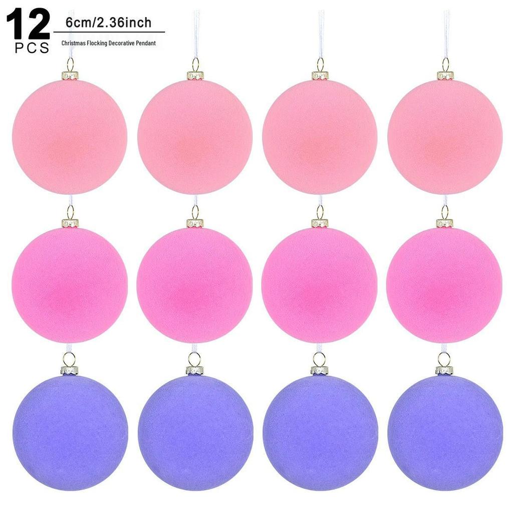 6cm Flocked Christmas Tree Ball Ornament