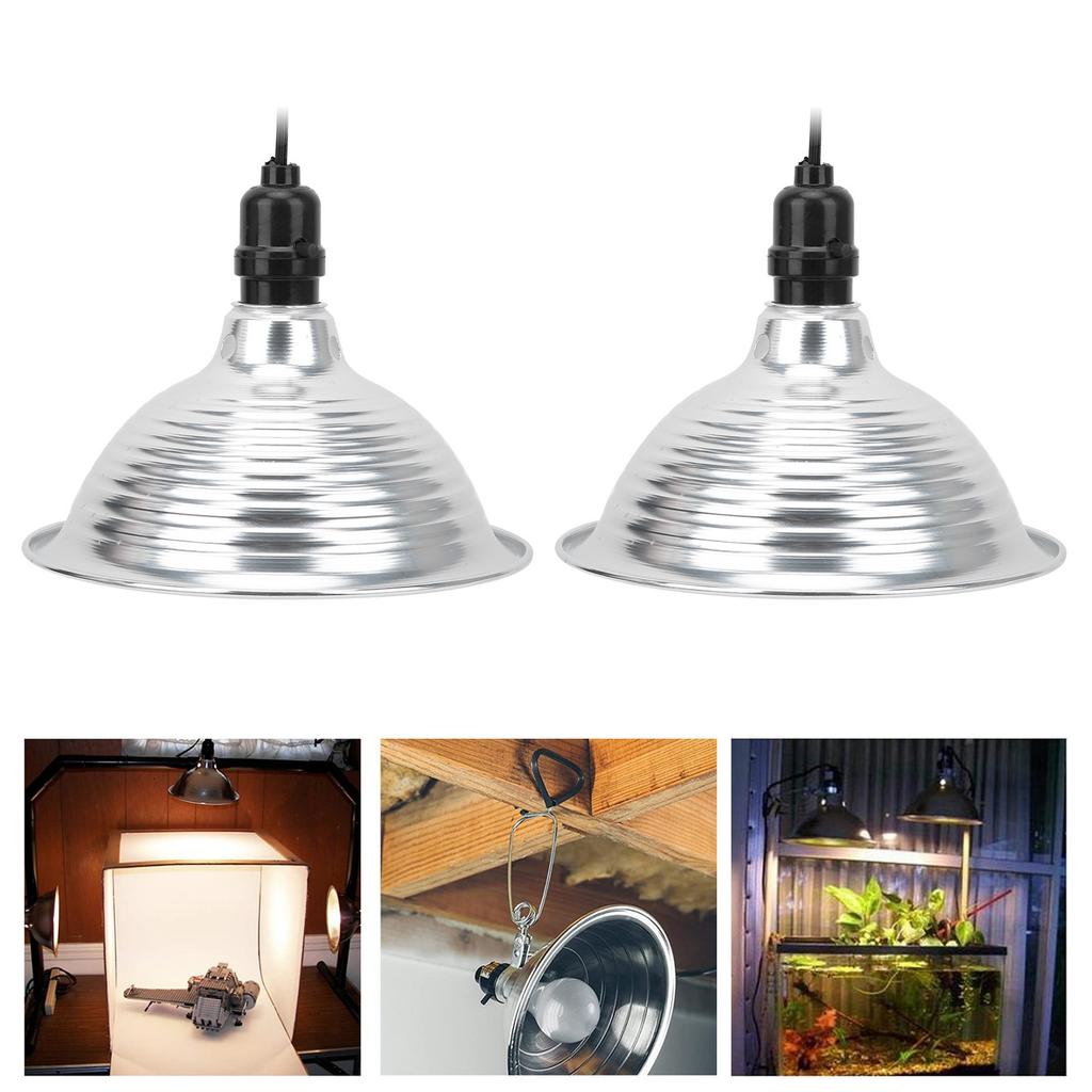 2 Pcs Reptile Lamp Shade Fixture Heat Bulb Clamp Light Shade with Detachable Aluminum Reflector