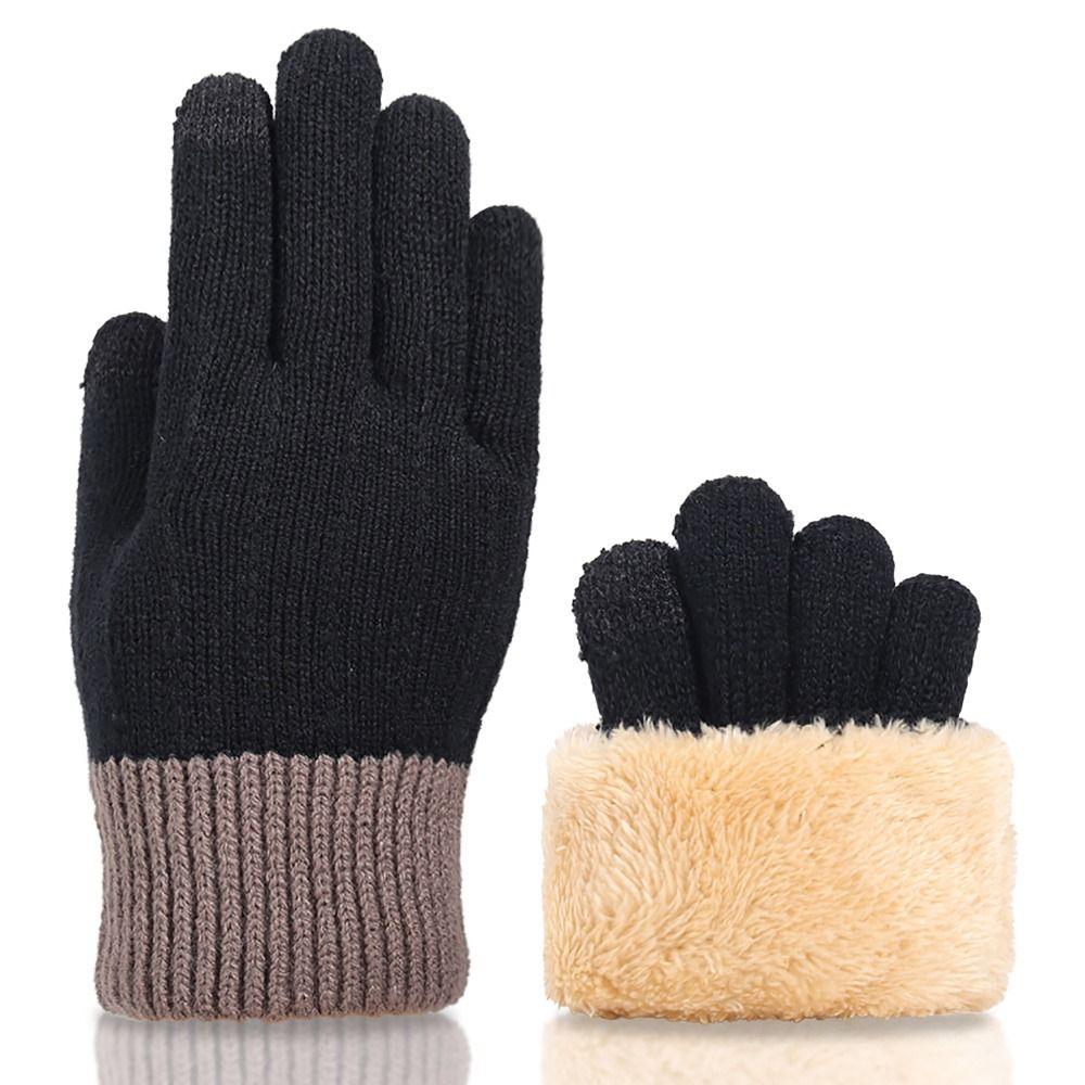 Touchscreen Knitted Fleece Gloves Winter Warm Furry Warm Mitts Female's Gloves  Outdoor Sport