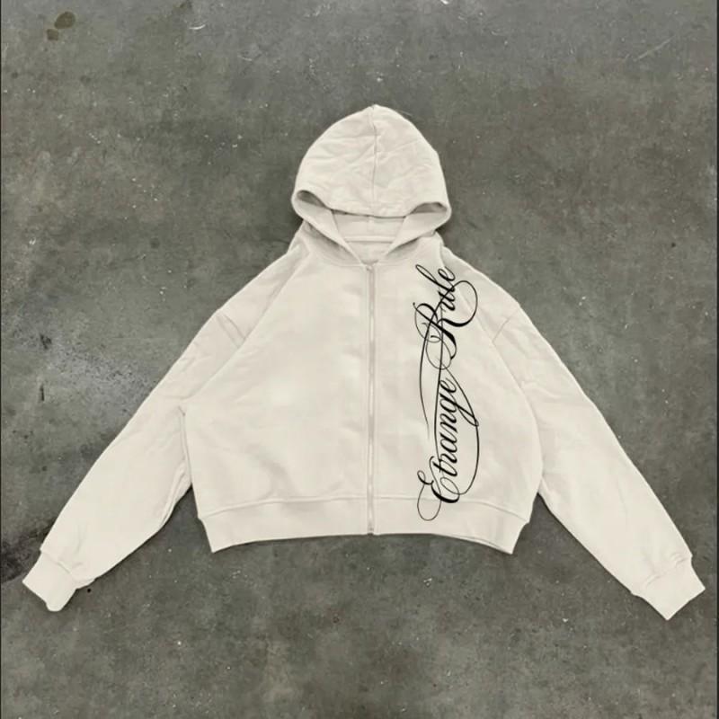 Y2K Briefdruck Hoodie Damen Lockerer Schnitt Streetwear Sweatshirt Winter Warm Lässiges Oberteil