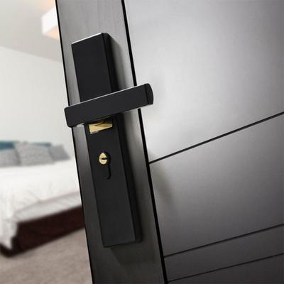 Silent Door Handle Lock Keys Set Universal with Keys Bedroom Door Lock Black Square Interior Door Handle Lockset
