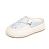 Fashion Loafers Low Female Shoes Womens Slippers Outdoor Slides Cover Toe Fretwork Heels Platform 2025 Rubber Plastic PU Retro Scandals