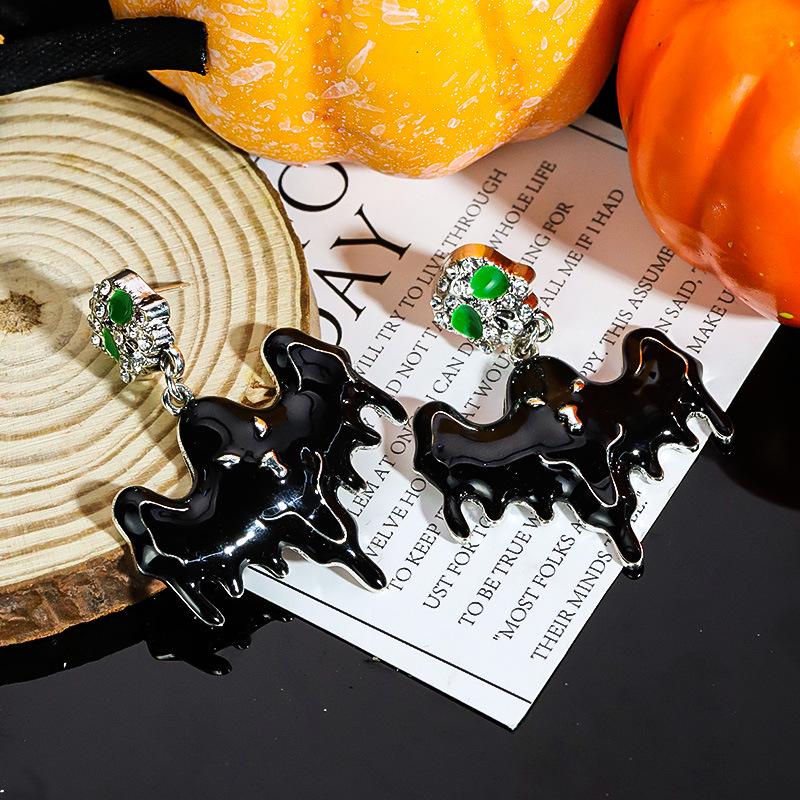 Halloween Cartoon Earrings: Pumpkin, Ghost & Bat Dangles for Women