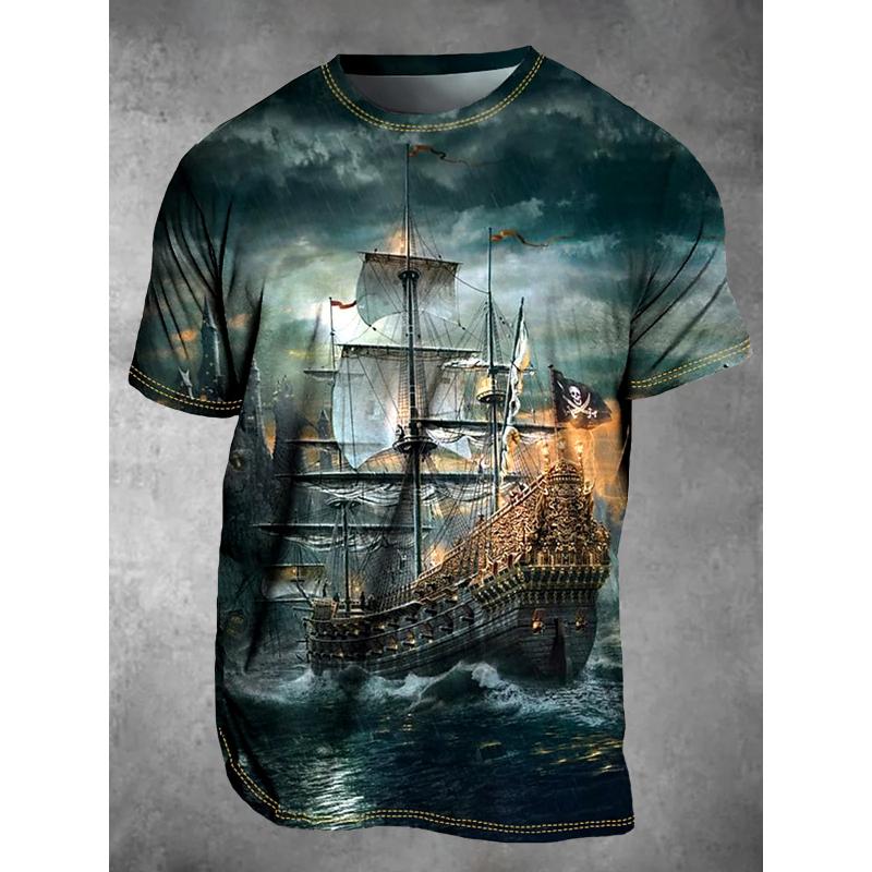 T-shirt da uomo a maniche corte con girocollo e stampa 3D, taglie forti, T-shirt casual estiva