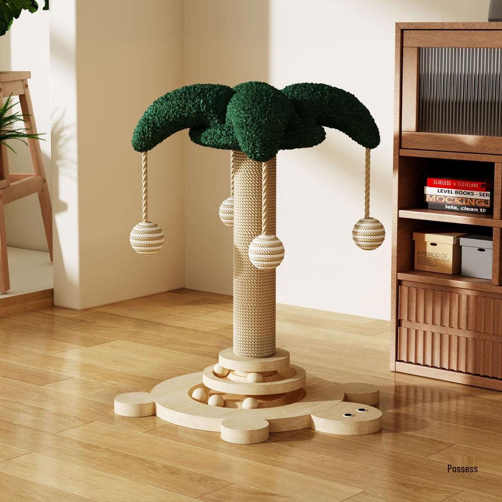 Oszczędzające miejsce, od podłogi do sufitu, lite drewno, drzewko dla kota z platformami do wspinaczki i drapakiem