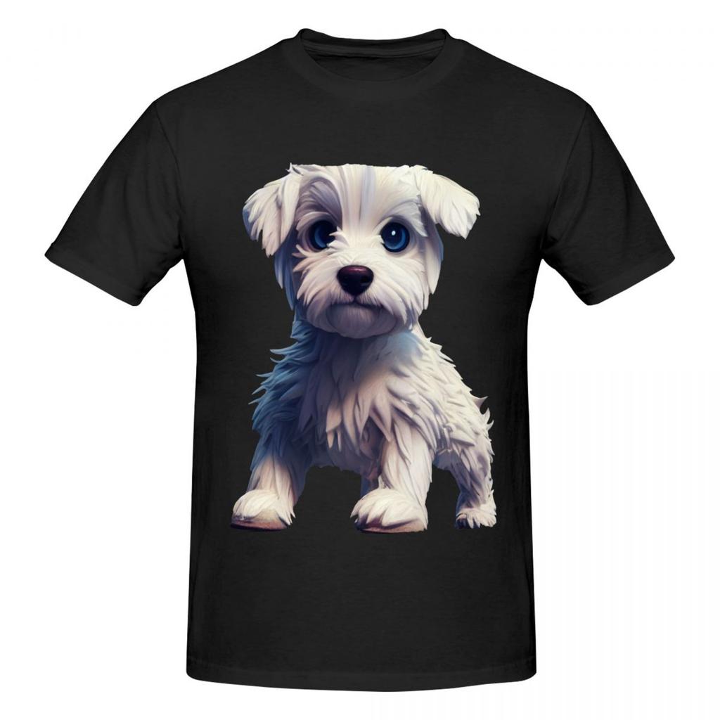Unisex Westie Pet Dog Cute T Shirt Vintage Oversized Cotton Crewneck Sleeve Shirt Unisex