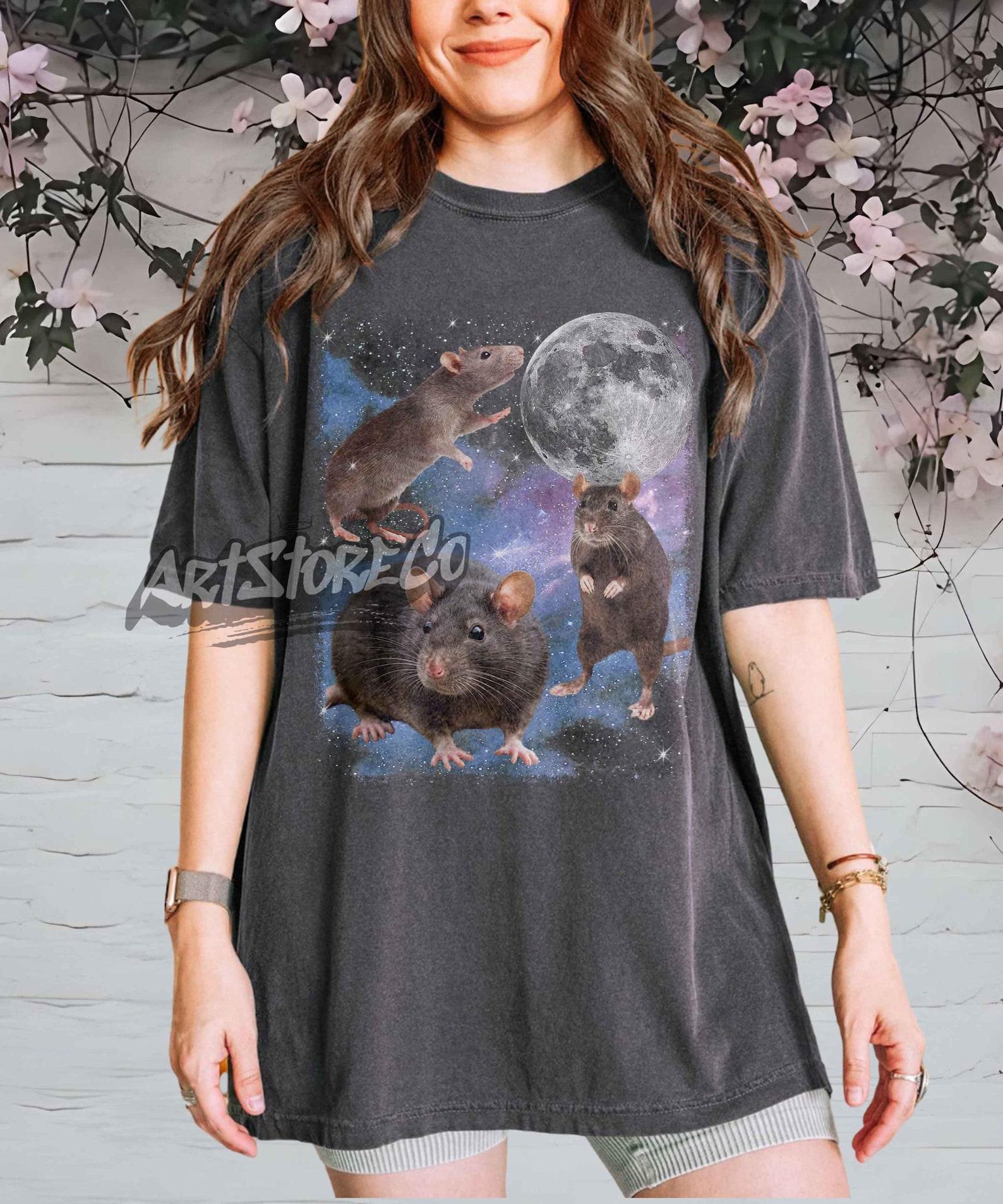 Three Rats Retro Graphic T-shirts, Vintage Rats Moon Tshirt, Rats Shirt, Funny Tee, Oversized Rat Shirt, Rat Tshirt, Rat Shirt, Sewer Rats 2XL