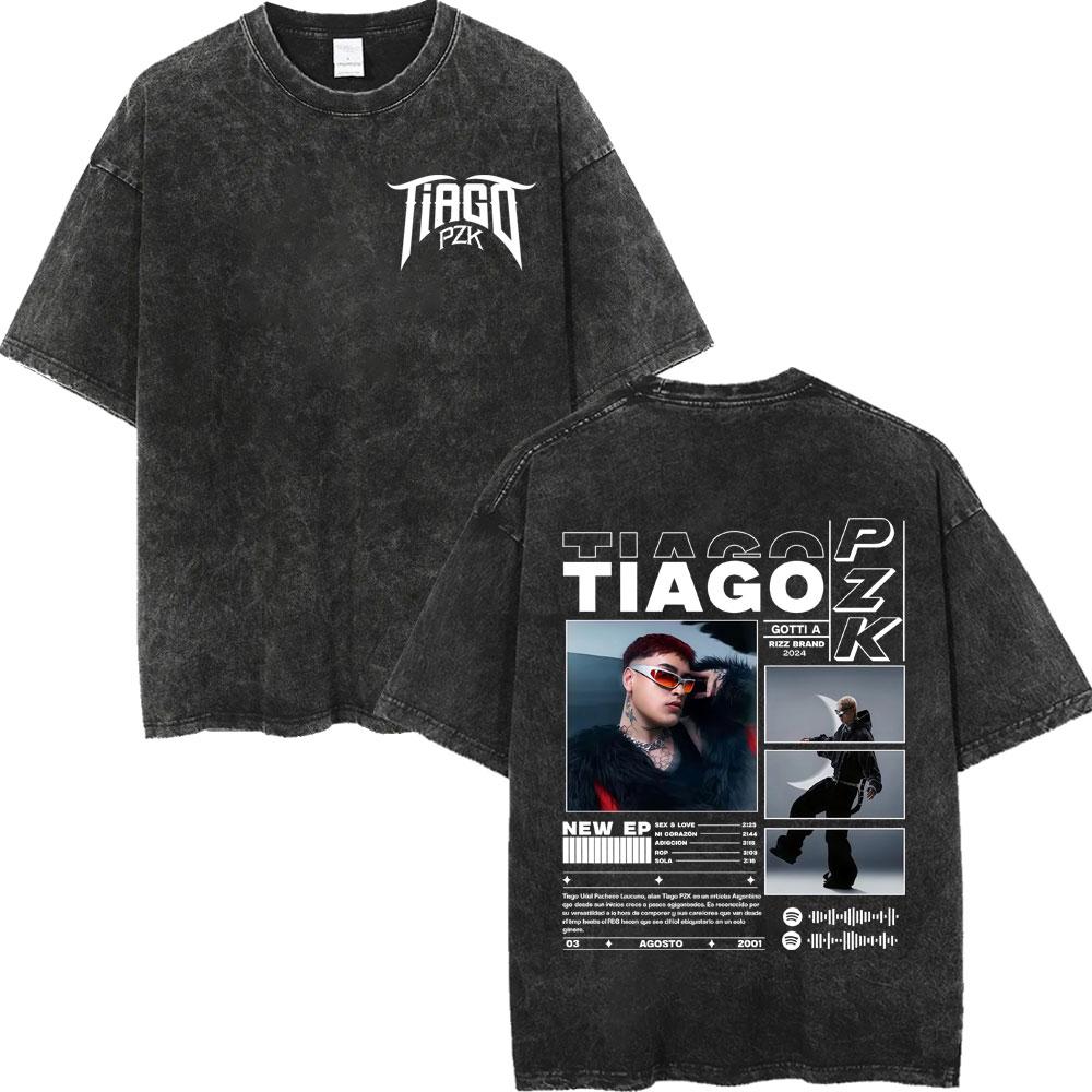 

Vintage Washed Rapper Tiago PZK Album Cover Tshirt Men Women Clothing Harajuku Hip Hop T Shirt Summer Fashion Casual Tshirts S