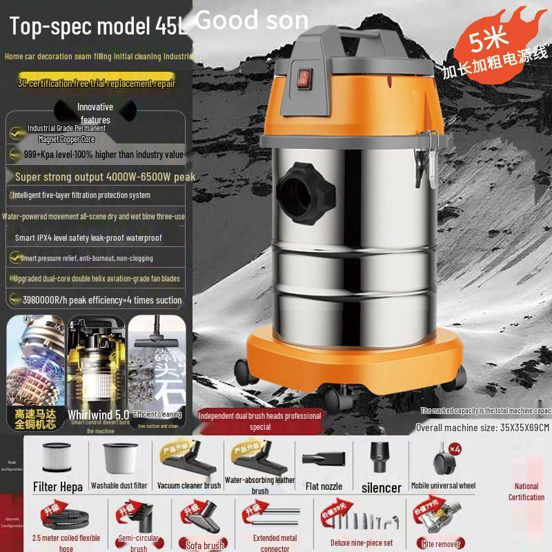 GUTSEN Dual-Use High Suction Wet/Dry Industrial Vacuum Cleaner for Heavy-Duty and Car Cleaning