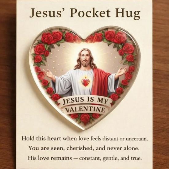 Jesus Pocket Hug Little Hug Token Card Valentine's Day with Inspirational Heart Pocket Gifts for Women